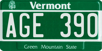 VT license plate AGE390