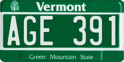 VT license plate AGE391
