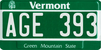 VT license plate AGE393