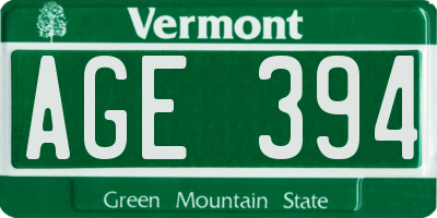 VT license plate AGE394