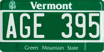 VT license plate AGE395