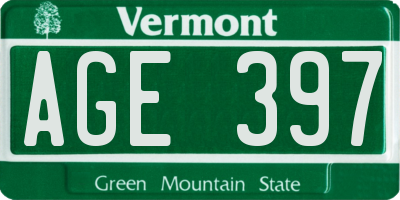 VT license plate AGE397