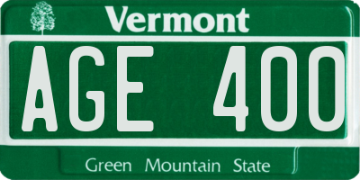 VT license plate AGE400