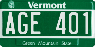 VT license plate AGE401
