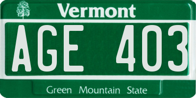 VT license plate AGE403