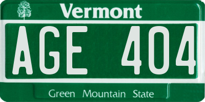 VT license plate AGE404