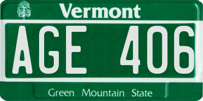VT license plate AGE406
