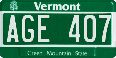 VT license plate AGE407