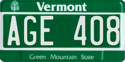 VT license plate AGE408
