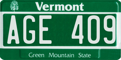 VT license plate AGE409