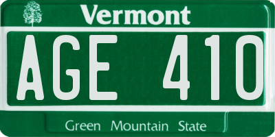 VT license plate AGE410