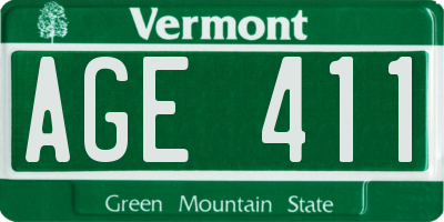 VT license plate AGE411