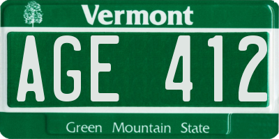 VT license plate AGE412