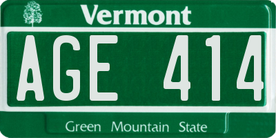 VT license plate AGE414