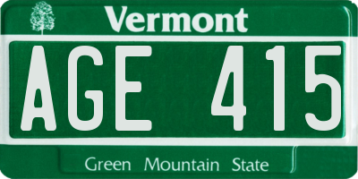 VT license plate AGE415