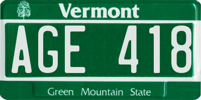 VT license plate AGE418