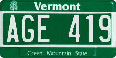 VT license plate AGE419