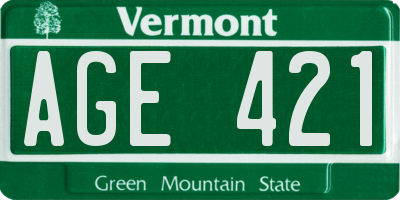 VT license plate AGE421