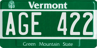 VT license plate AGE422