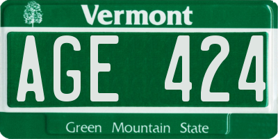 VT license plate AGE424