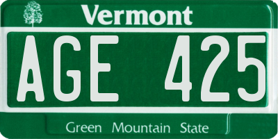 VT license plate AGE425