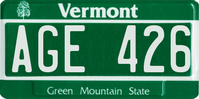 VT license plate AGE426