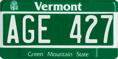 VT license plate AGE427