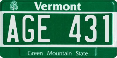 VT license plate AGE431