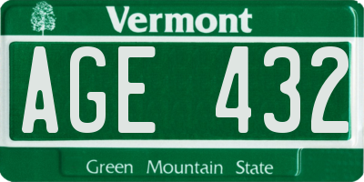 VT license plate AGE432