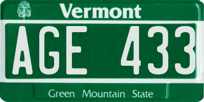 VT license plate AGE433