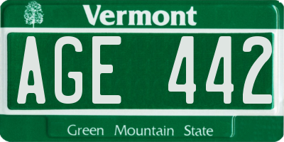 VT license plate AGE442