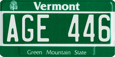 VT license plate AGE446