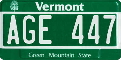 VT license plate AGE447