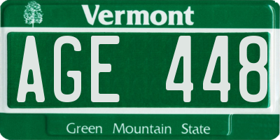 VT license plate AGE448