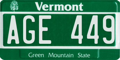 VT license plate AGE449
