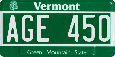 VT license plate AGE450
