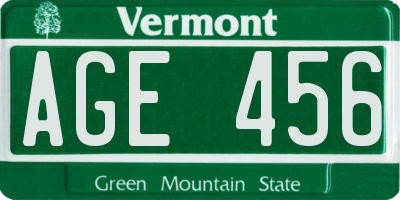 VT license plate AGE456