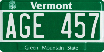 VT license plate AGE457