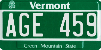 VT license plate AGE459