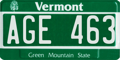 VT license plate AGE463