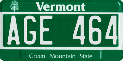 VT license plate AGE464