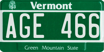 VT license plate AGE466