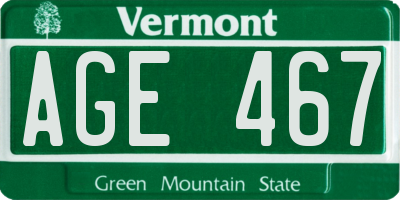 VT license plate AGE467