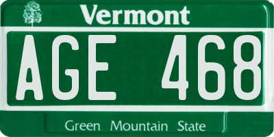 VT license plate AGE468