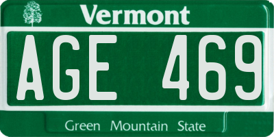 VT license plate AGE469