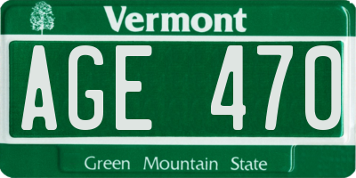 VT license plate AGE470