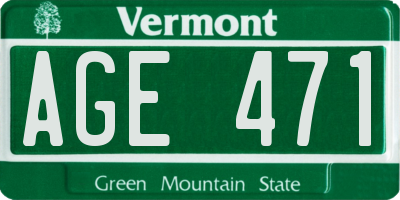 VT license plate AGE471