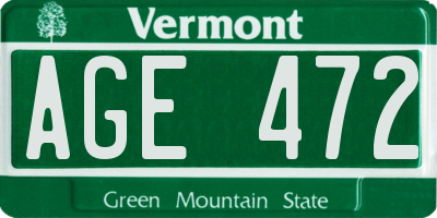 VT license plate AGE472