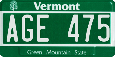 VT license plate AGE475