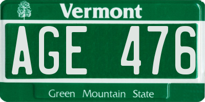 VT license plate AGE476